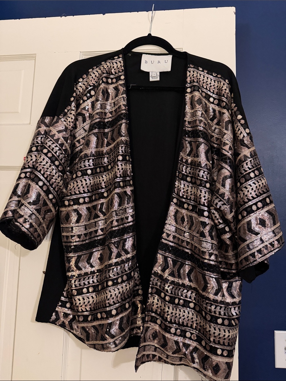 Buru Black Jacket with Rose-Gold Metallic Pattern